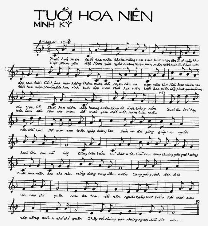 Sheet nhạc Tuổi Hoa Niên